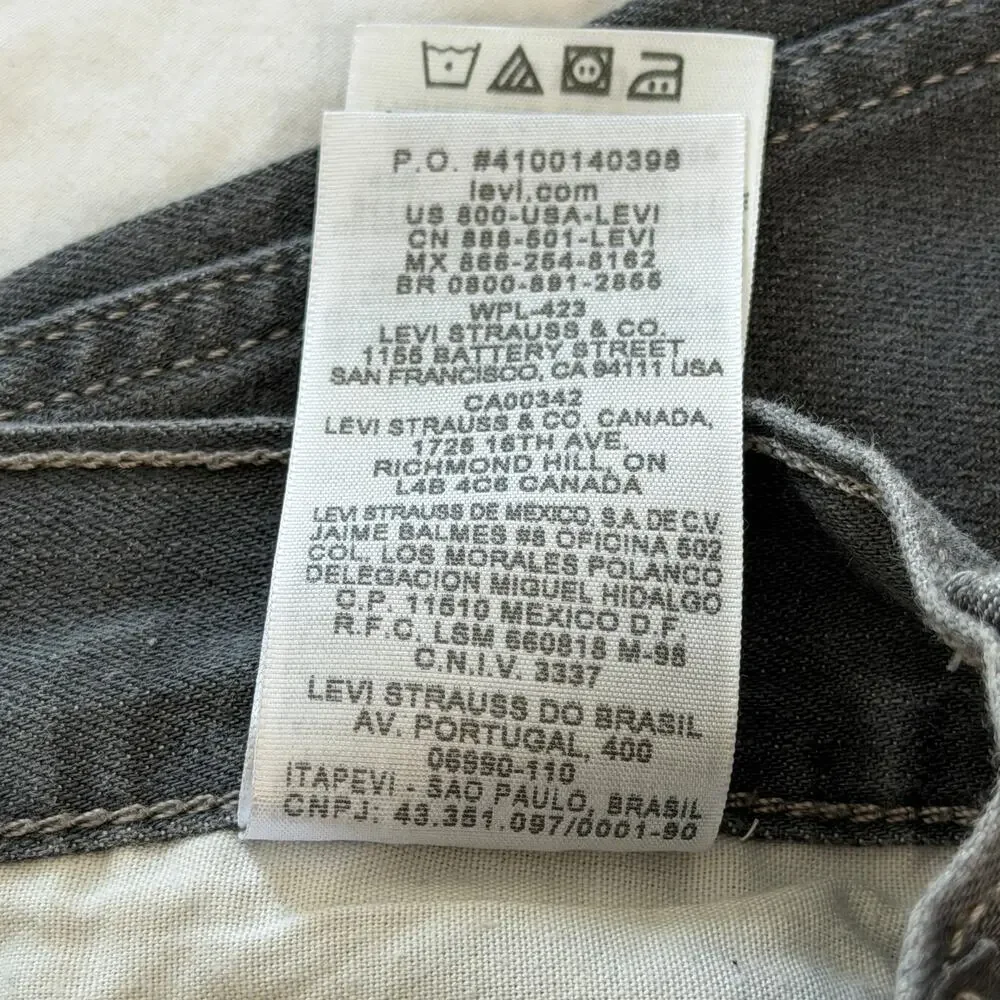 Levi's 514 Jeans Mens 28 x 30 Washed Black Droit Slim Straight Denim Dark Wash - Picture 11 of 11